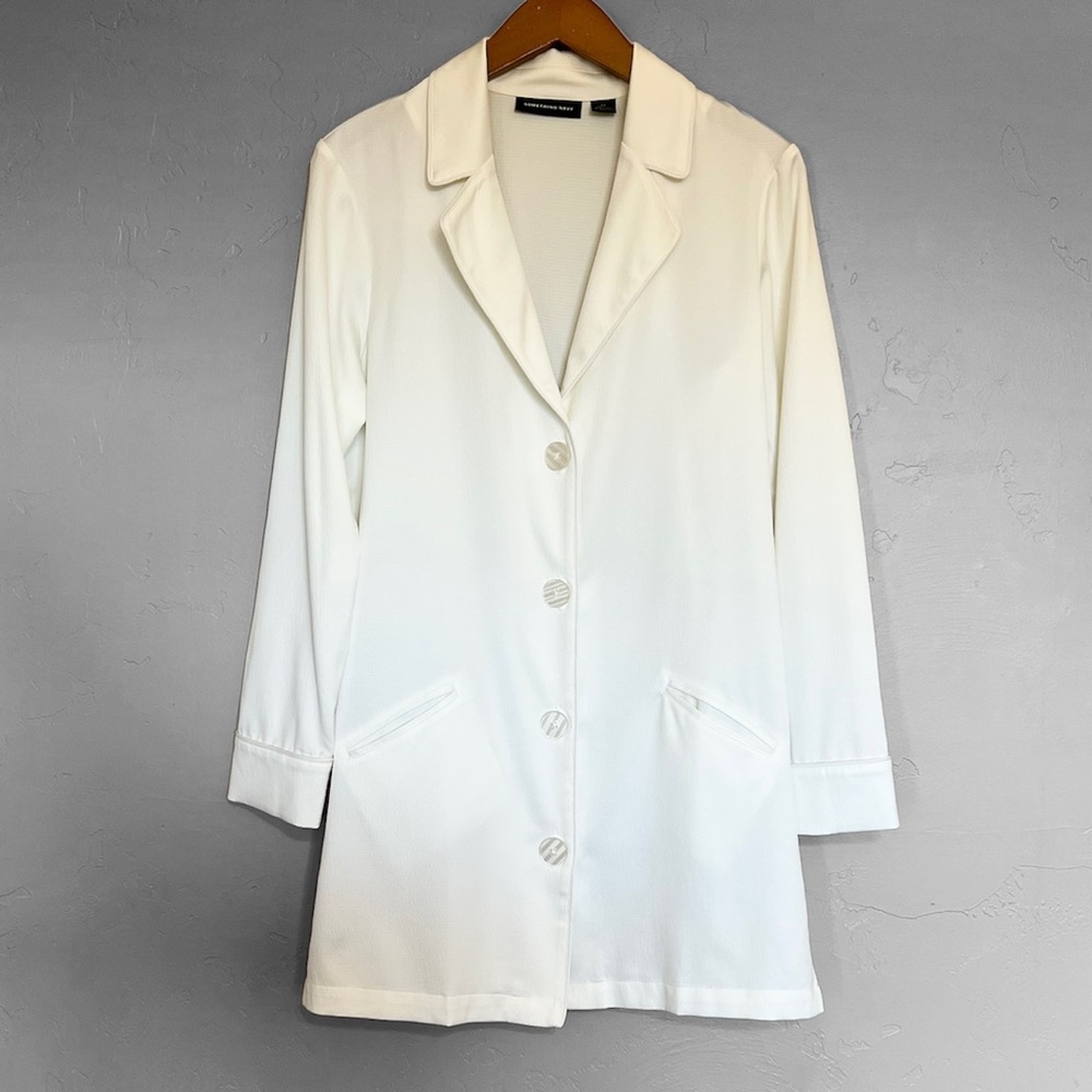 Something Navy Lightweight Long Blazer